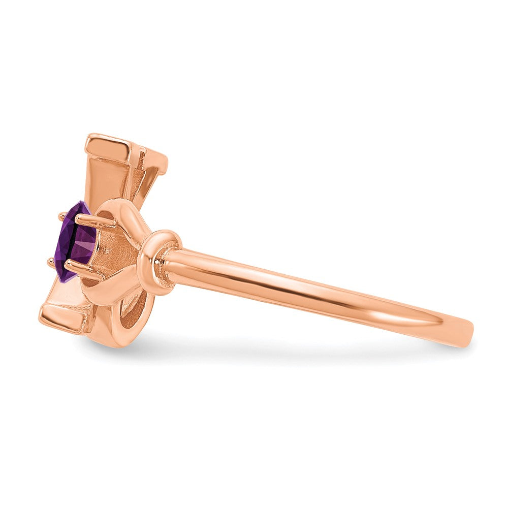 Ring aus 14K Roségold mit Buchstabe X und Geburtsstein