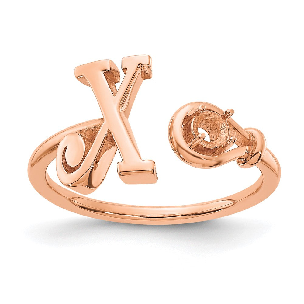 Ring aus 14K Roségold mit Buchstabe X und Geburtsstein