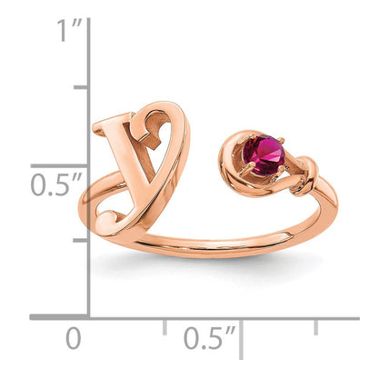 14K Roségold Buchstabe S Ring mit Geburtsstein