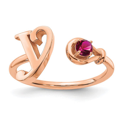 585 Roségold Ring mit Buchstabe „S" und Geburtsstein