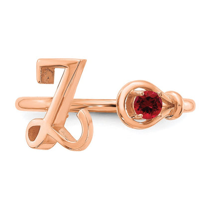 750 Roségold Ring mit Buchstabe Y und Geburtsstein
