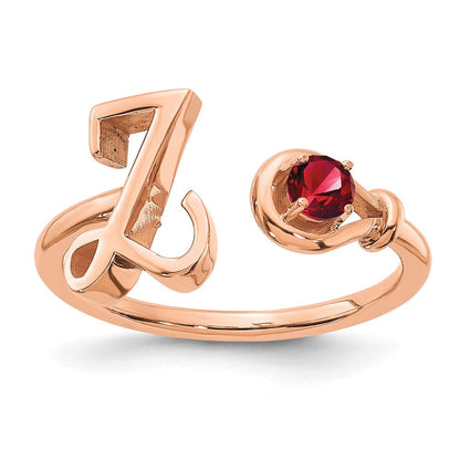 750 Roségold Ring mit Buchstabe Y und Geburtsstein