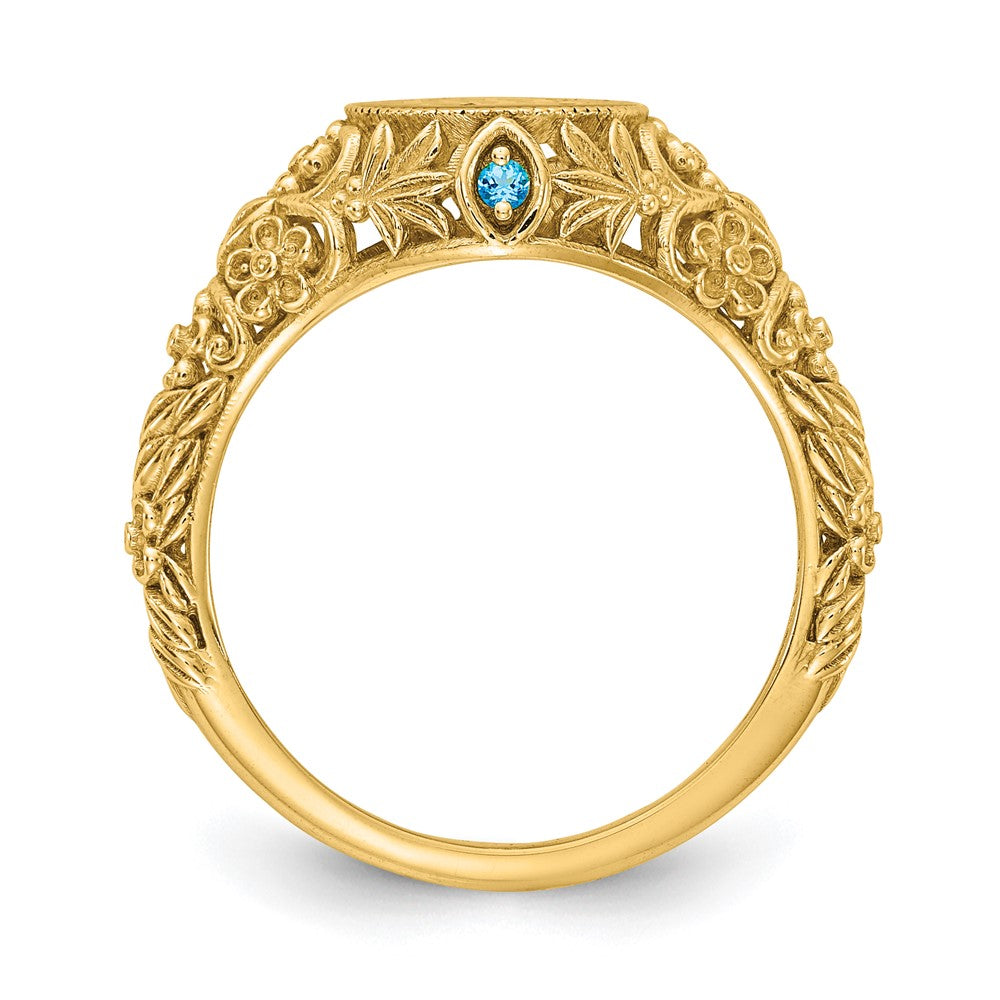 Vergoldet Filigran Epoxid und Geburtsstein Monogramm Ring