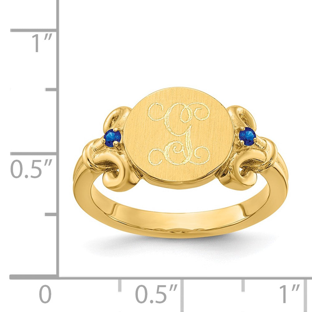 585 Gelbgold Ring mit Fancy-Initiale und Kristall-Geburtsstein