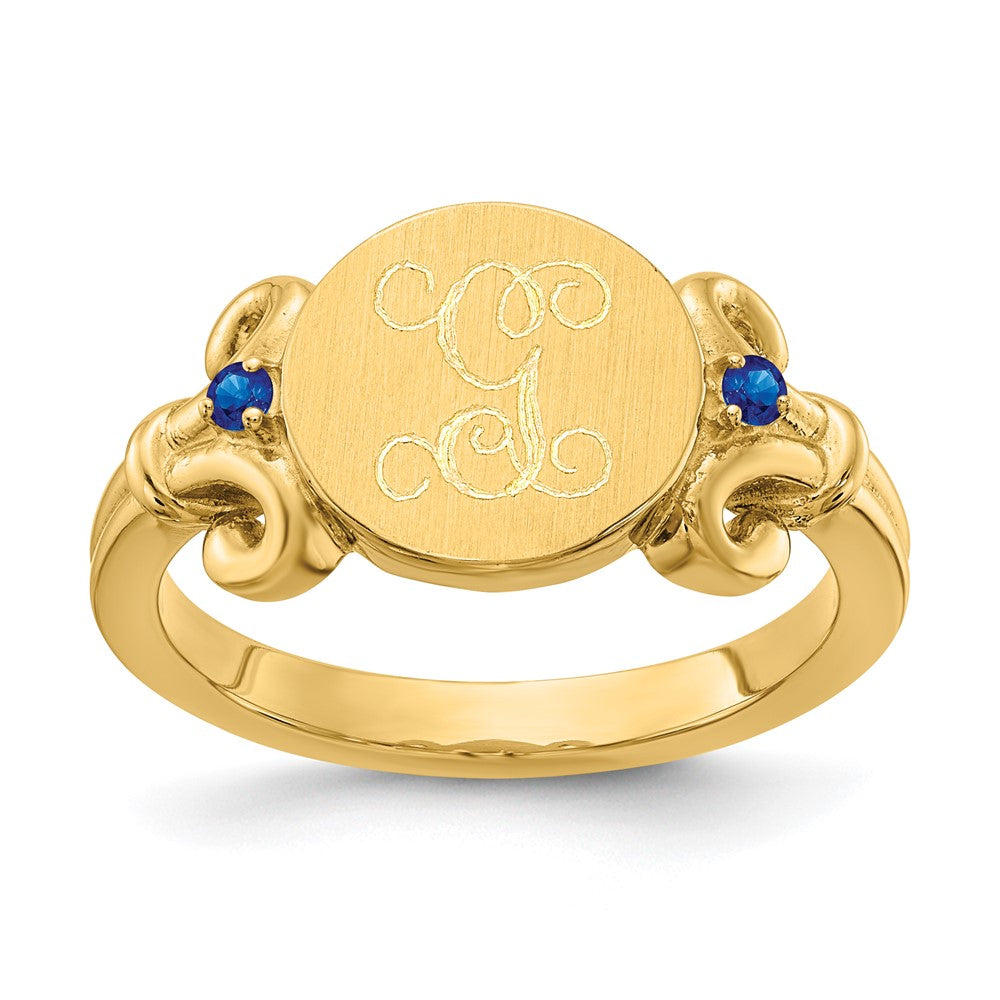585 Gelbgold Ring mit Fancy-Initiale und Kristall-Geburtsstein