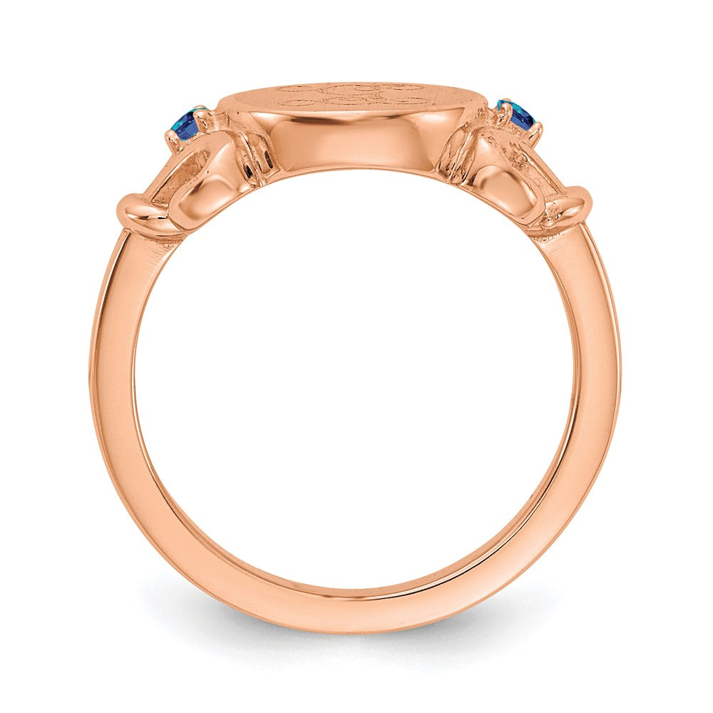 14K Roségold Fancy Initial-Ring mit Kristall-Geburtssteinen