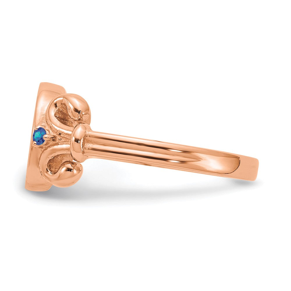 14K Roségold Fancy Initial-Ring mit Kristall-Geburtssteinen