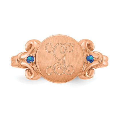 14K Roségold Fancy Initial-Ring mit Kristall-Geburtssteinen