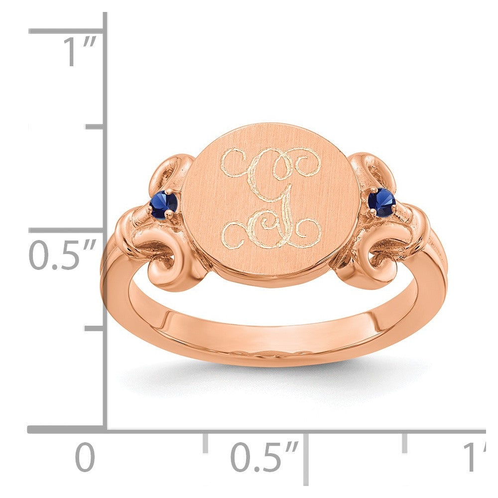 14K Roségold Fancy Initial-Ring mit Kristall-Geburtssteinen