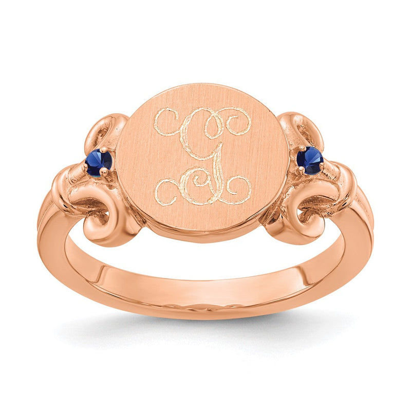 Roségoldbeschichtet Sterlingsilber /rose Initiale mit Geburtsstein Ring
