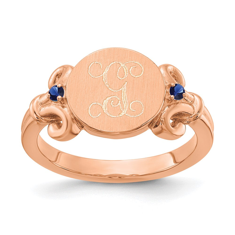 14K Roségold Fancy Initial-Ring mit Kristall-Geburtssteinen