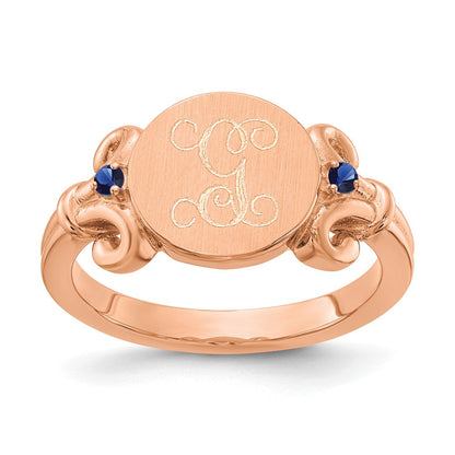 14K Roségold Fancy Initial-Ring mit Kristall-Geburtssteinen