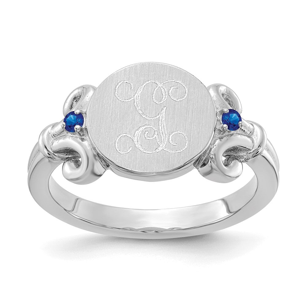 14K Weißgold Ring mit Initiale und Kristall-Geburtssteinen