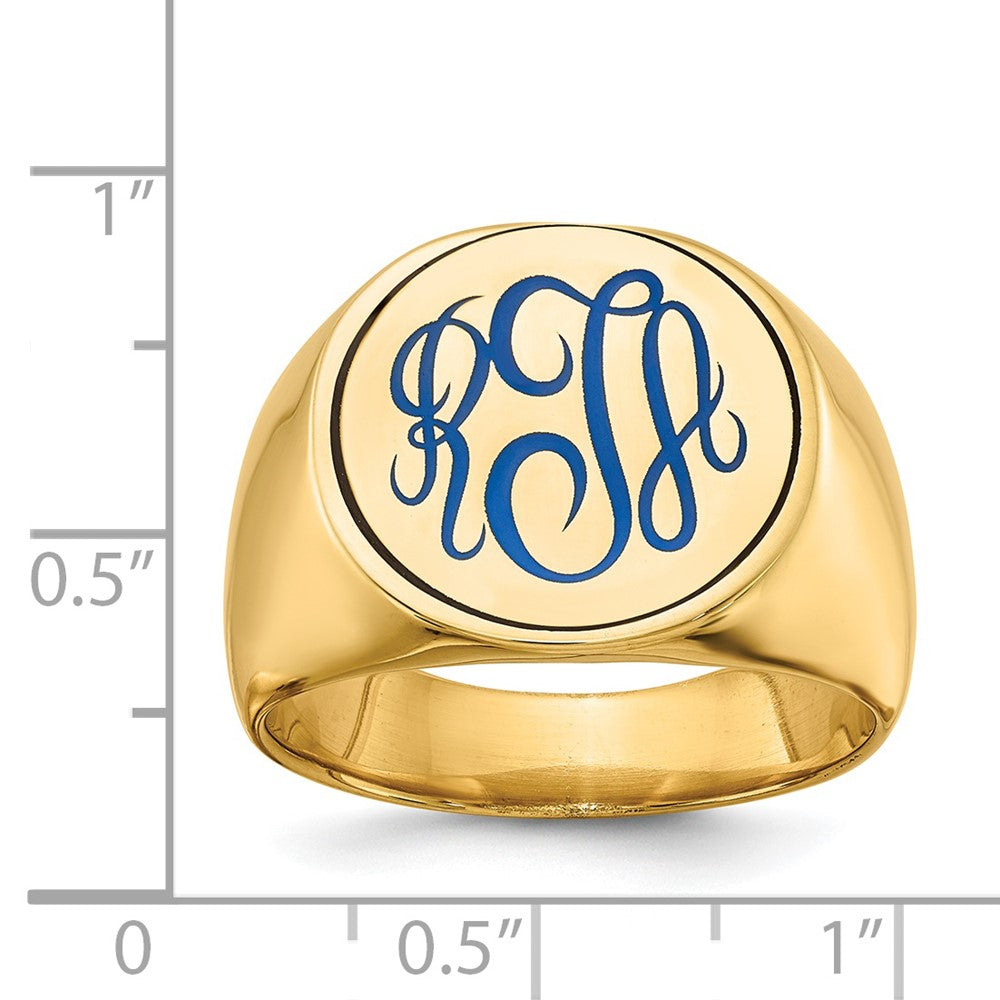 14K Gelbgold Siegelring mit rundem, gravierbarem Kopf