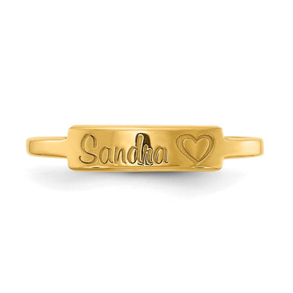 14K Gelbgold Herz und Name Stab Ring