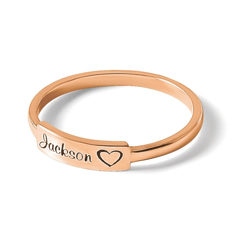14K Roségold Herz und Name Stab Ring