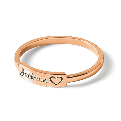 14K Roségold Herz und Name Stab Ring