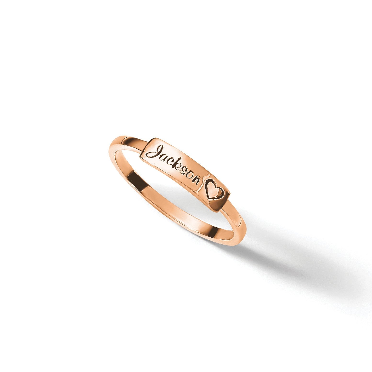14K Roségold Herz und Name Stab Ring