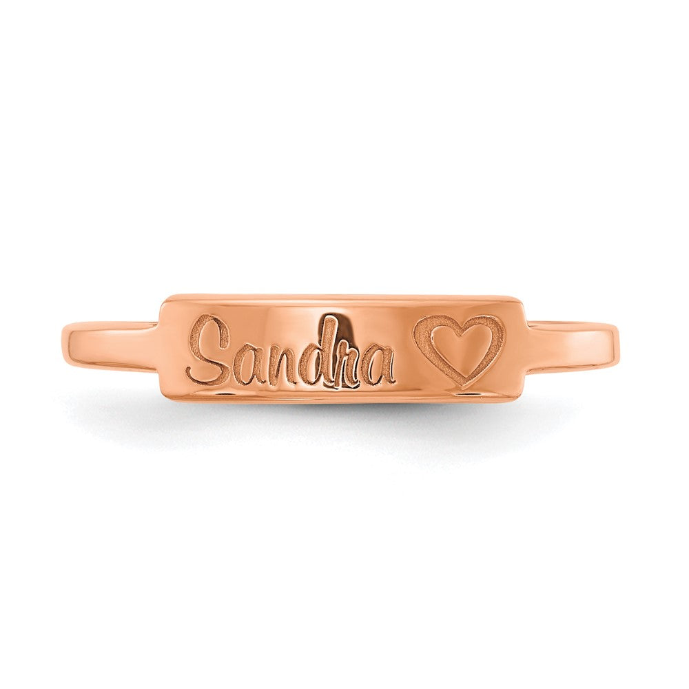 Roségoldbeschichtet Sterlingsilber /rose Herz und Name Stab Ring (size 7 Nur)