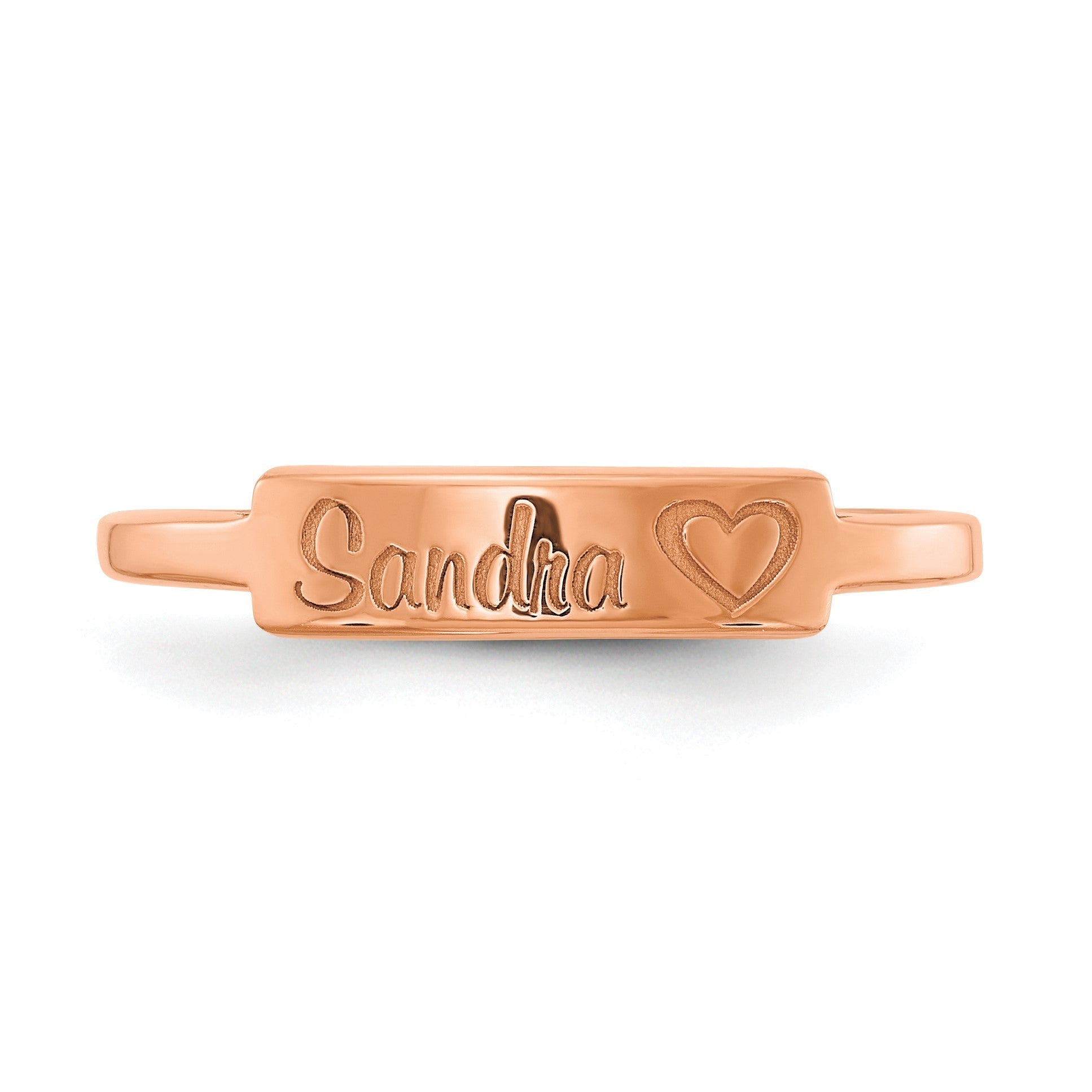 14K Roségold Herz und Name Stab Ring