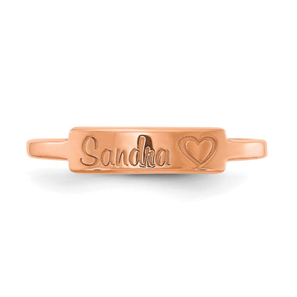 14K Roségold Herz und Name Stab Ring