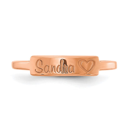 14K Roségold Herz und Name Stab Ring