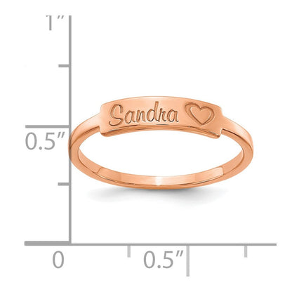 Roségoldbeschichtet Sterlingsilber /rose Herz und Name Stab Ring (size 7 Nur)