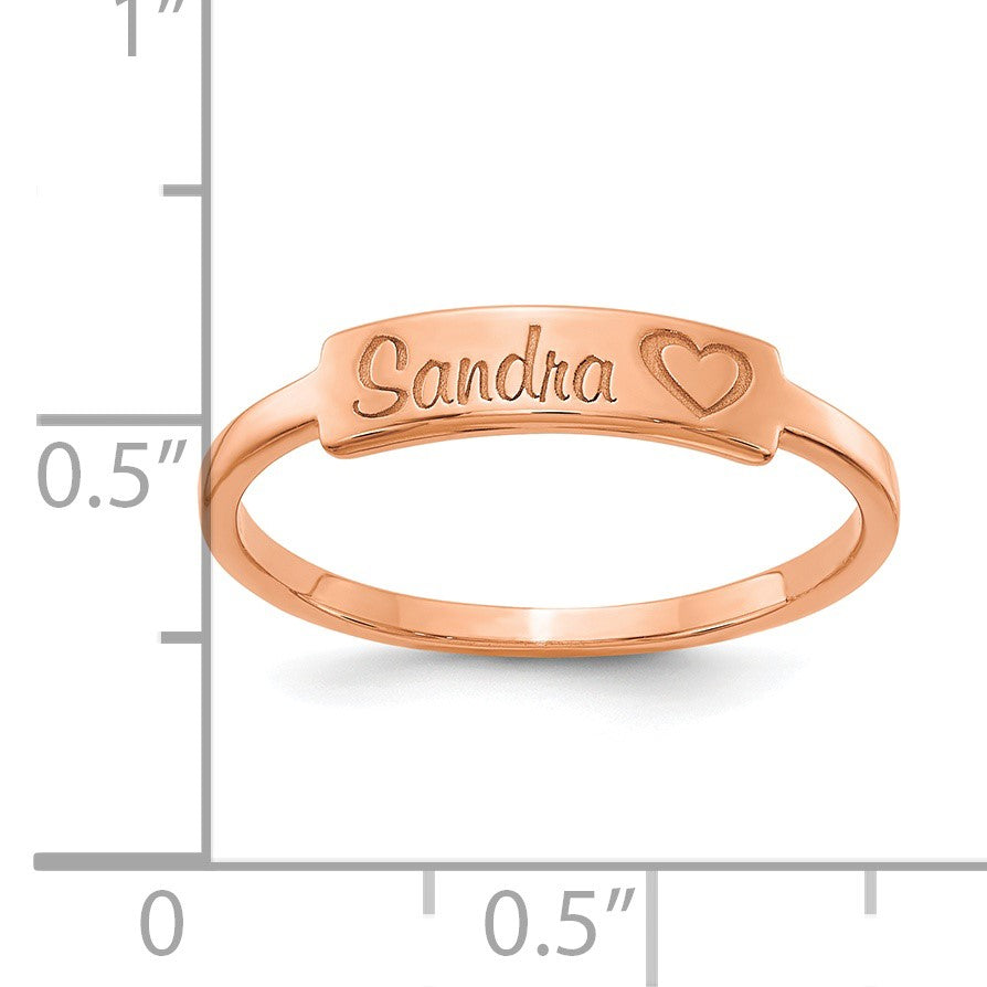 14K Roségold Herz und Name Stab Ring