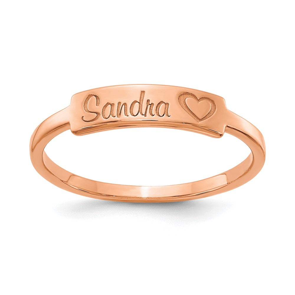 Roségoldbeschichtet Sterlingsilber /rose Herz und Name Stab Ring (size 7 Nur)