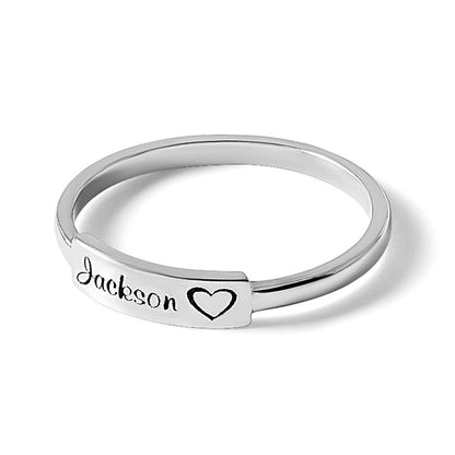 14K Weißgold Herz und Name Stab Ring