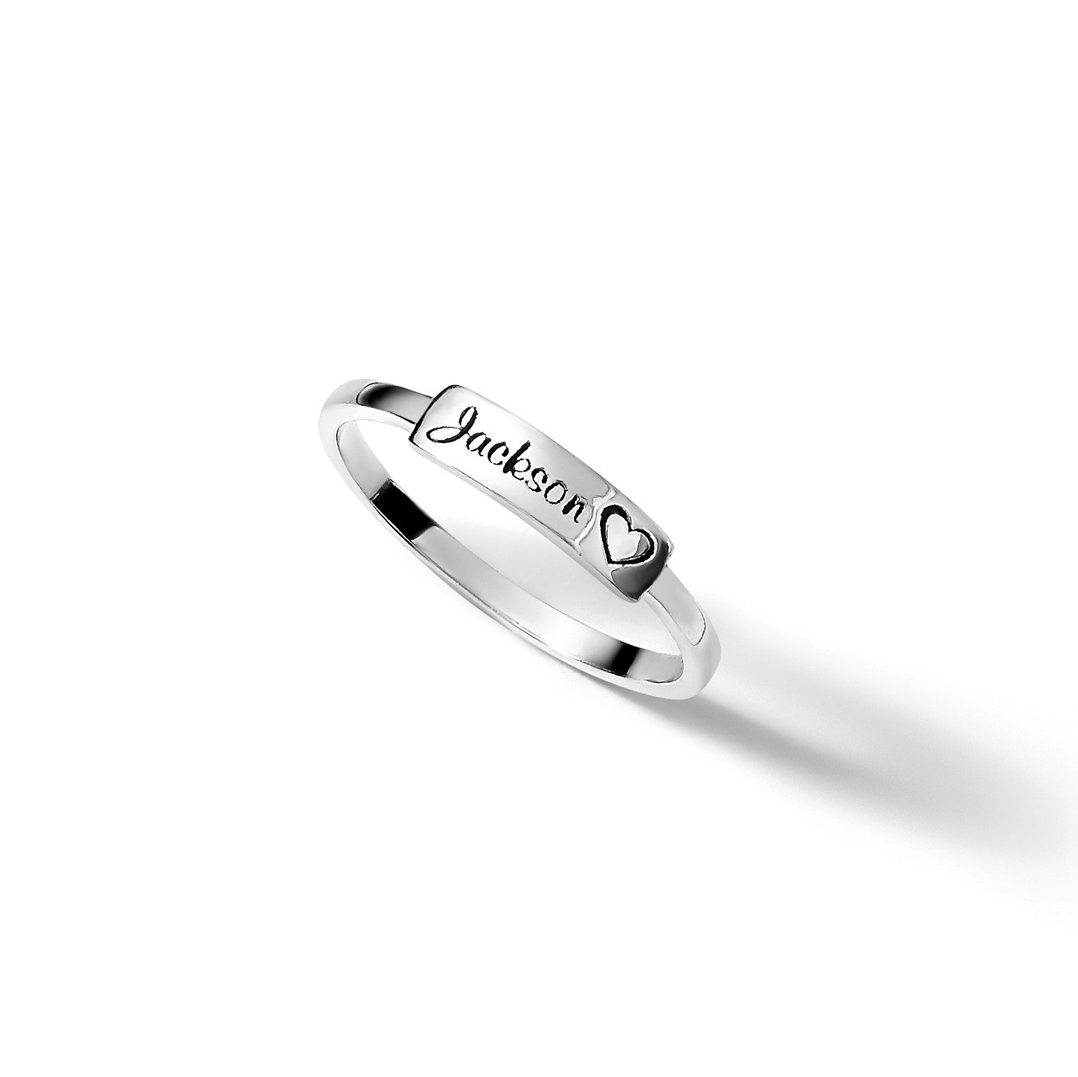 14K Weißgold Herz und Name Stab Ring