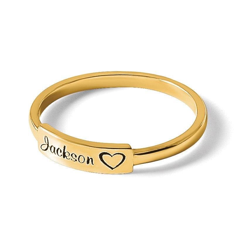 14K Gelbgold Herz und Name Stab Ring
