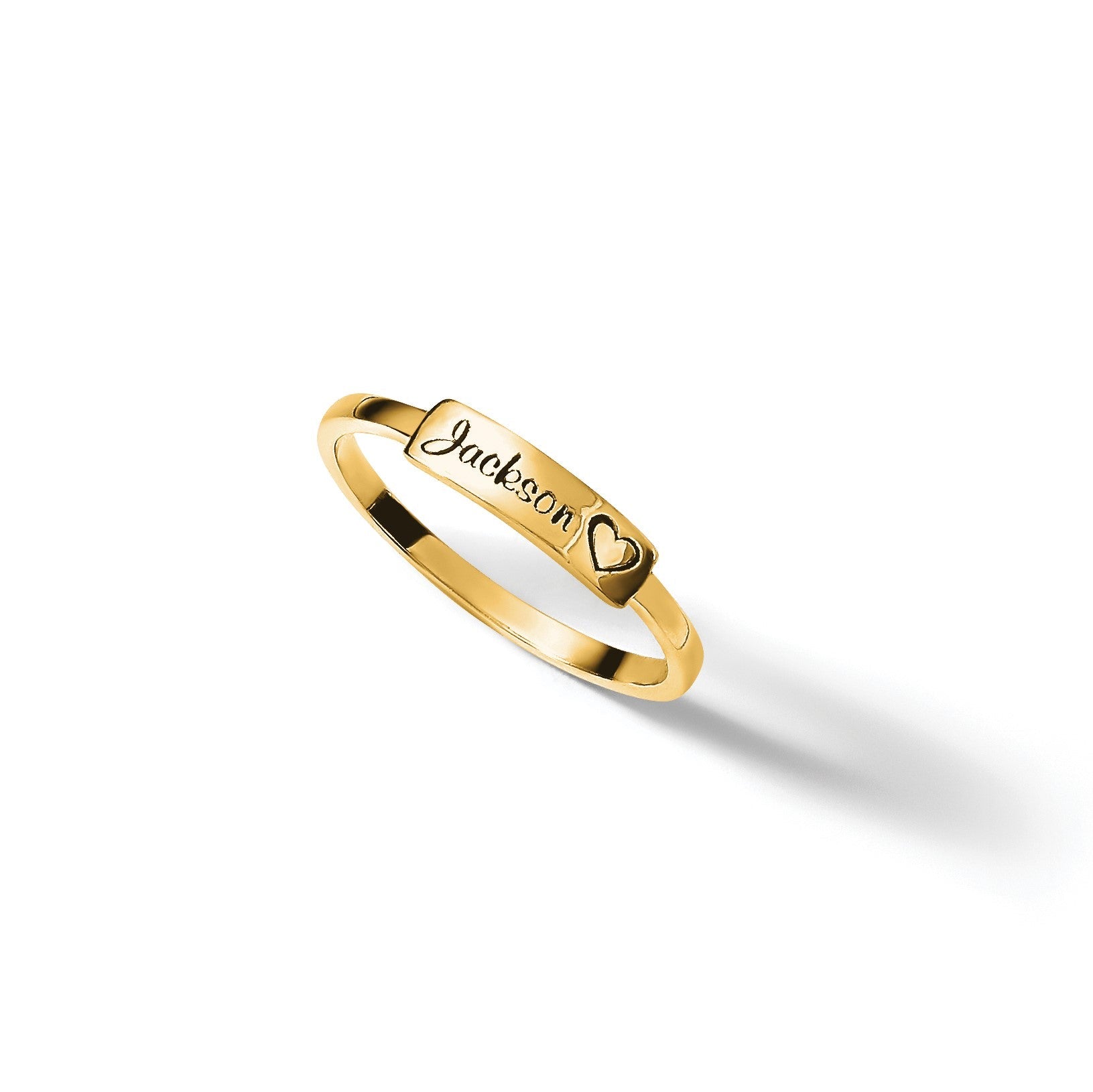 14K Gelbgold Herz und Name Stab Ring