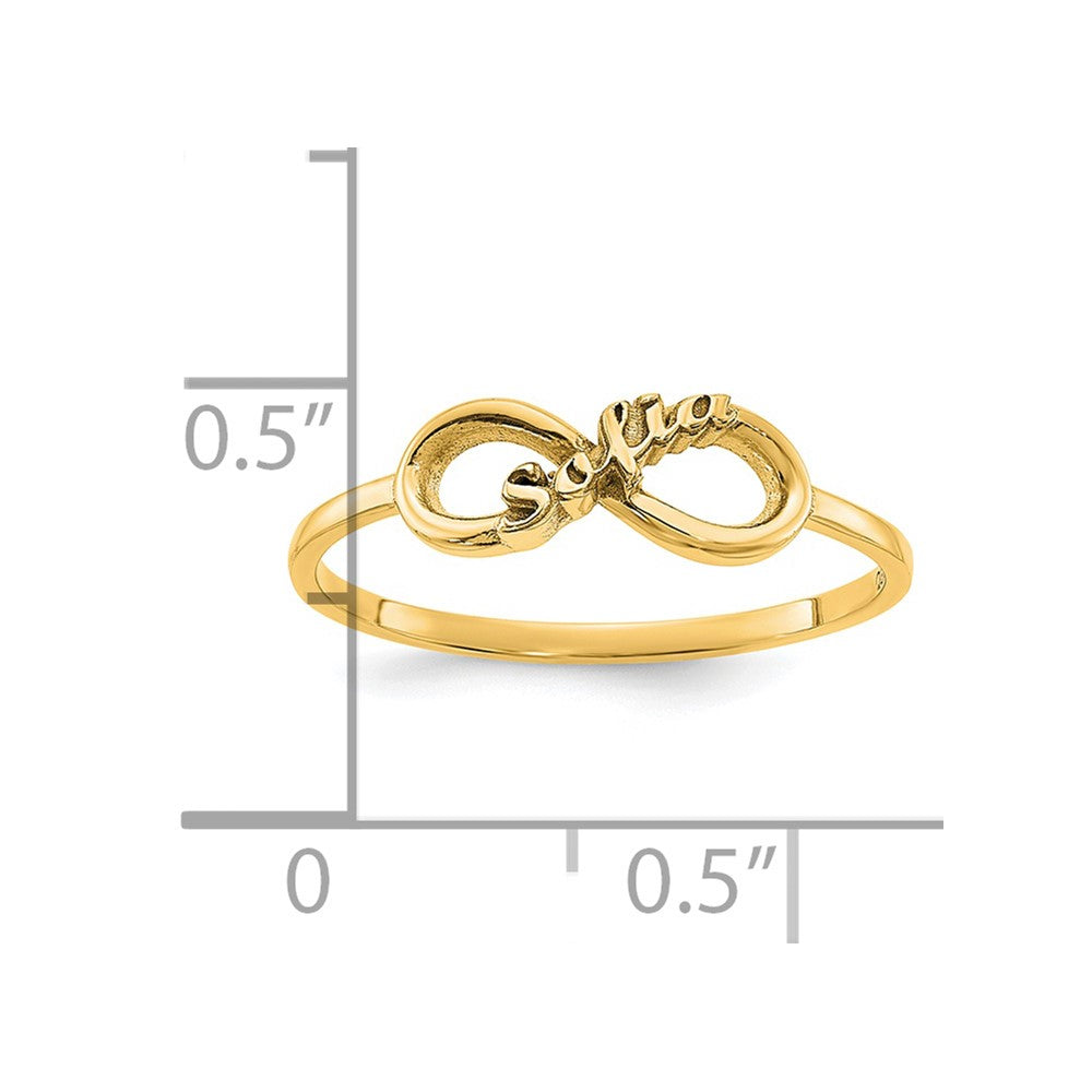 14K Gelbgold Personalisiert Unendlichkeit Ring (size 7 Nur)