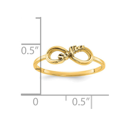 14K Gelbgold Personalisiert Unendlichkeit Ring (size 7 Nur)