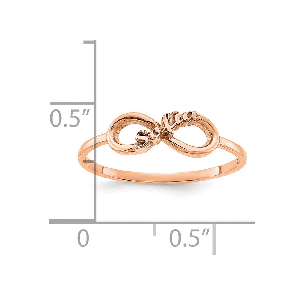 14K Roségold Personalisiert Unendlichkeit Ring (size 7 Nur)