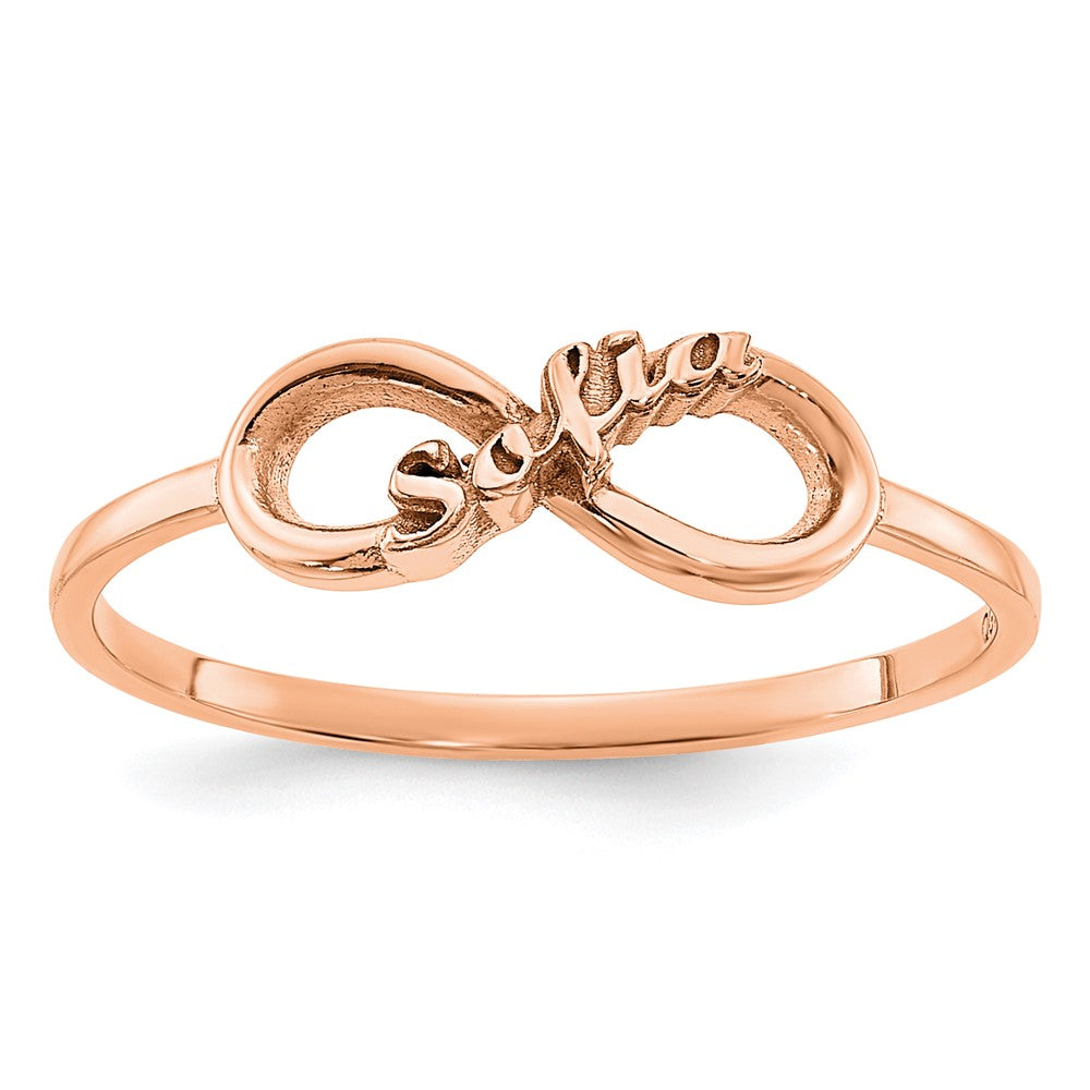 Roségoldbeschichtet Sterlingsilber /rose Personalisiert Unendlichkeit Ring (size 7 Nur)