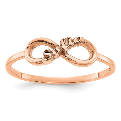 Roségoldbeschichtet Sterlingsilber /rose Personalisiert Unendlichkeit Ring (size 7 Nur)