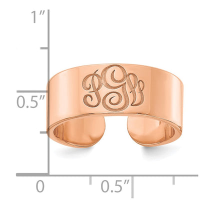 14K Roségold Polierter Zigarrenring mit Monogramm