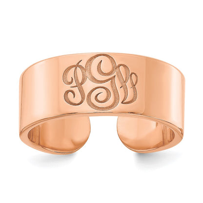 14K Roségold Polierter Zigarrenring mit Monogramm