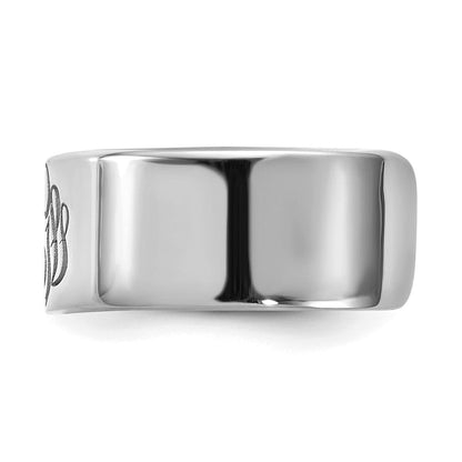 14K Weißgold Zigarrenring mit Monogramm, poliert