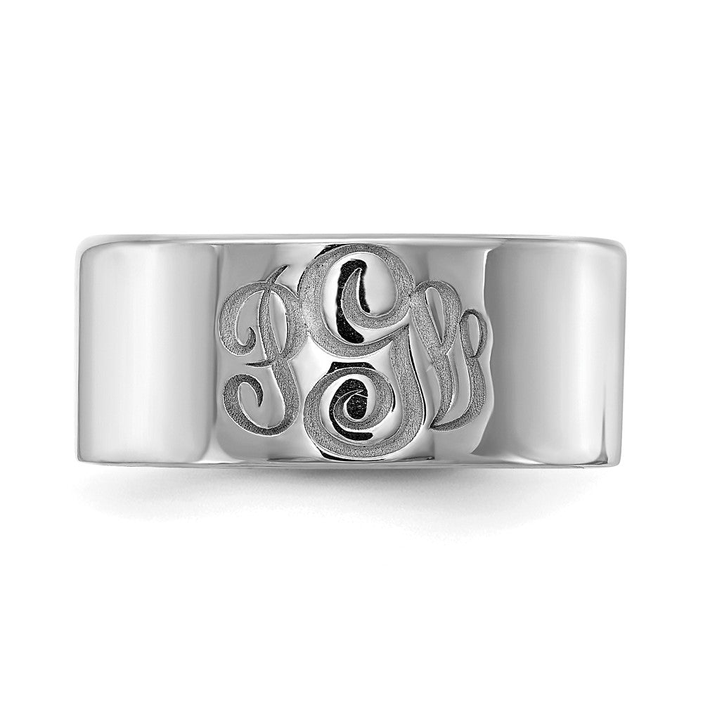 14K Weißgold Zigarrenring mit Monogramm, poliert