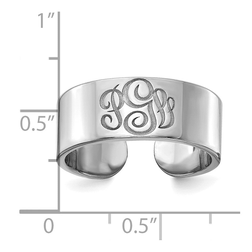 14K Weißgold Zigarrenring mit Monogramm, poliert
