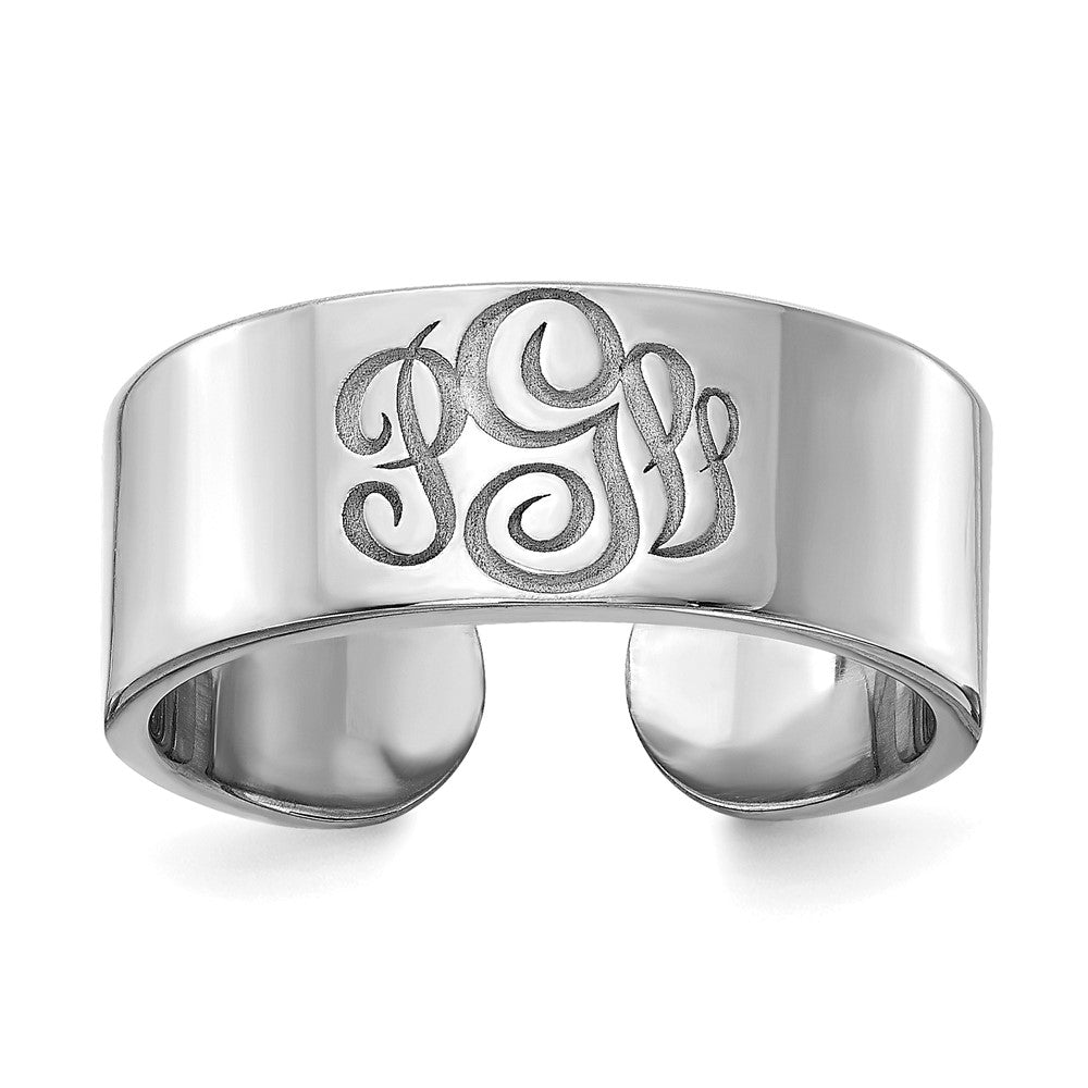 14K Weißgold Zigarrenring mit Monogramm, poliert