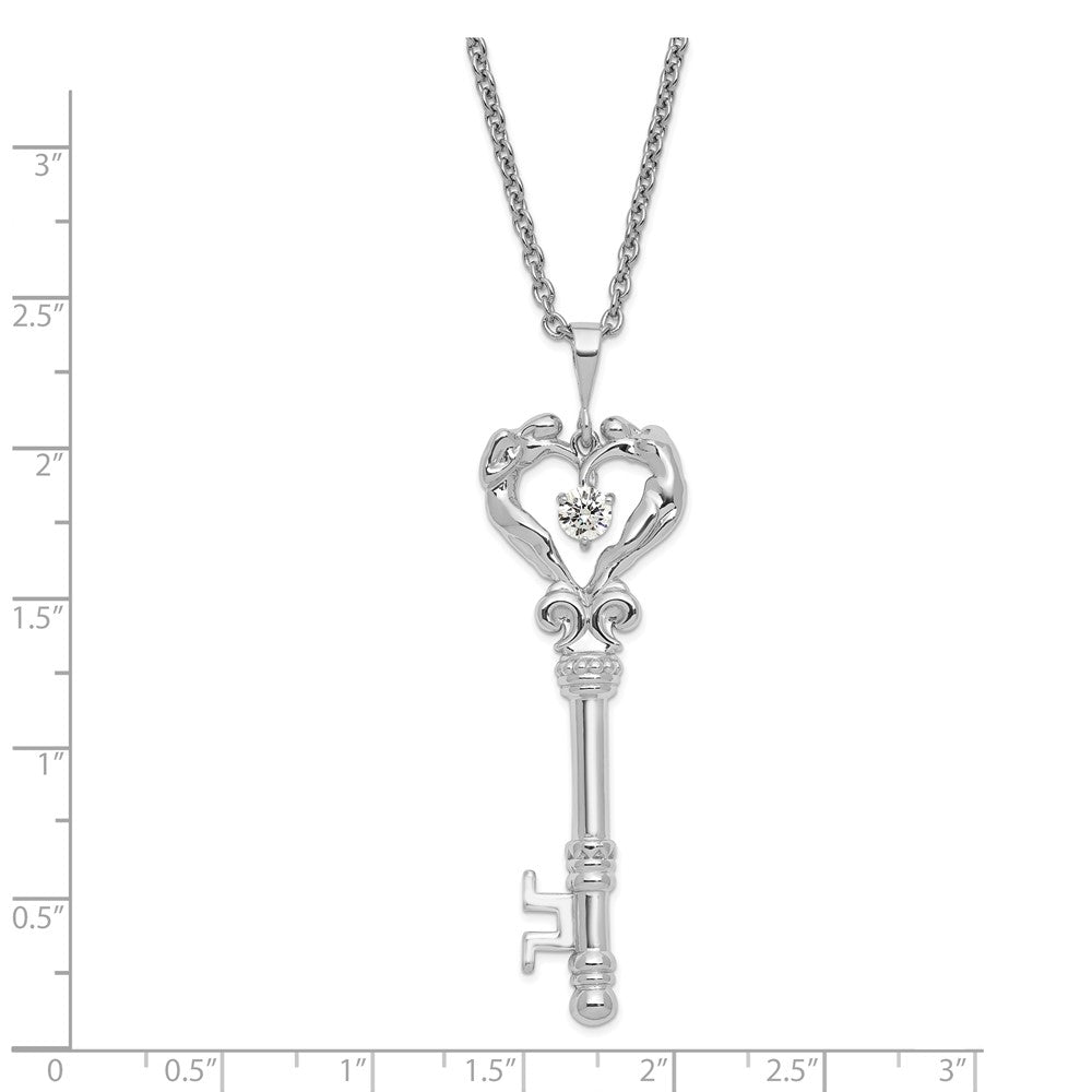 Sterlingsilber Ss Key Anhänger mit Traditional Bit Zirkonia