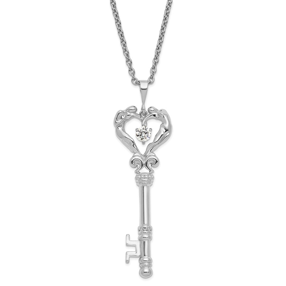 Sterlingsilber Ss Key Anhänger mit Traditional Bit Zirkonia