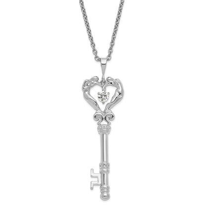 Sterlingsilber Ss Key Anhänger mit Traditional Bit Zirkonia