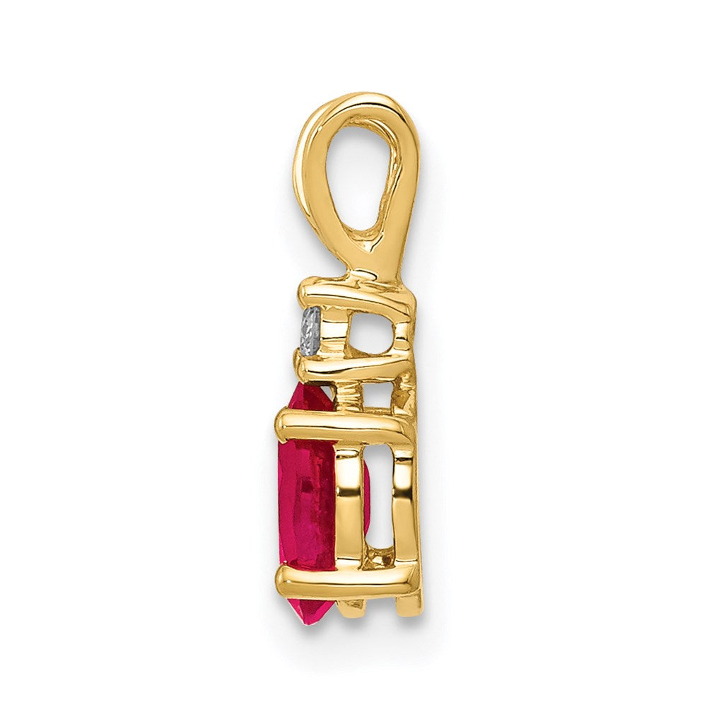 14K 6x4 mm Ovaler Rubin Anhänger mit natürlichen Diamanten