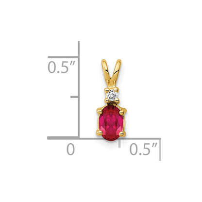 14K 6x4 mm Ovaler Rubin Anhänger mit natürlichen Diamanten