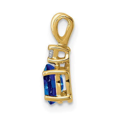 14K 6x4mm Ovaler Saphir-Anhänger mit natürlichen Diamanten